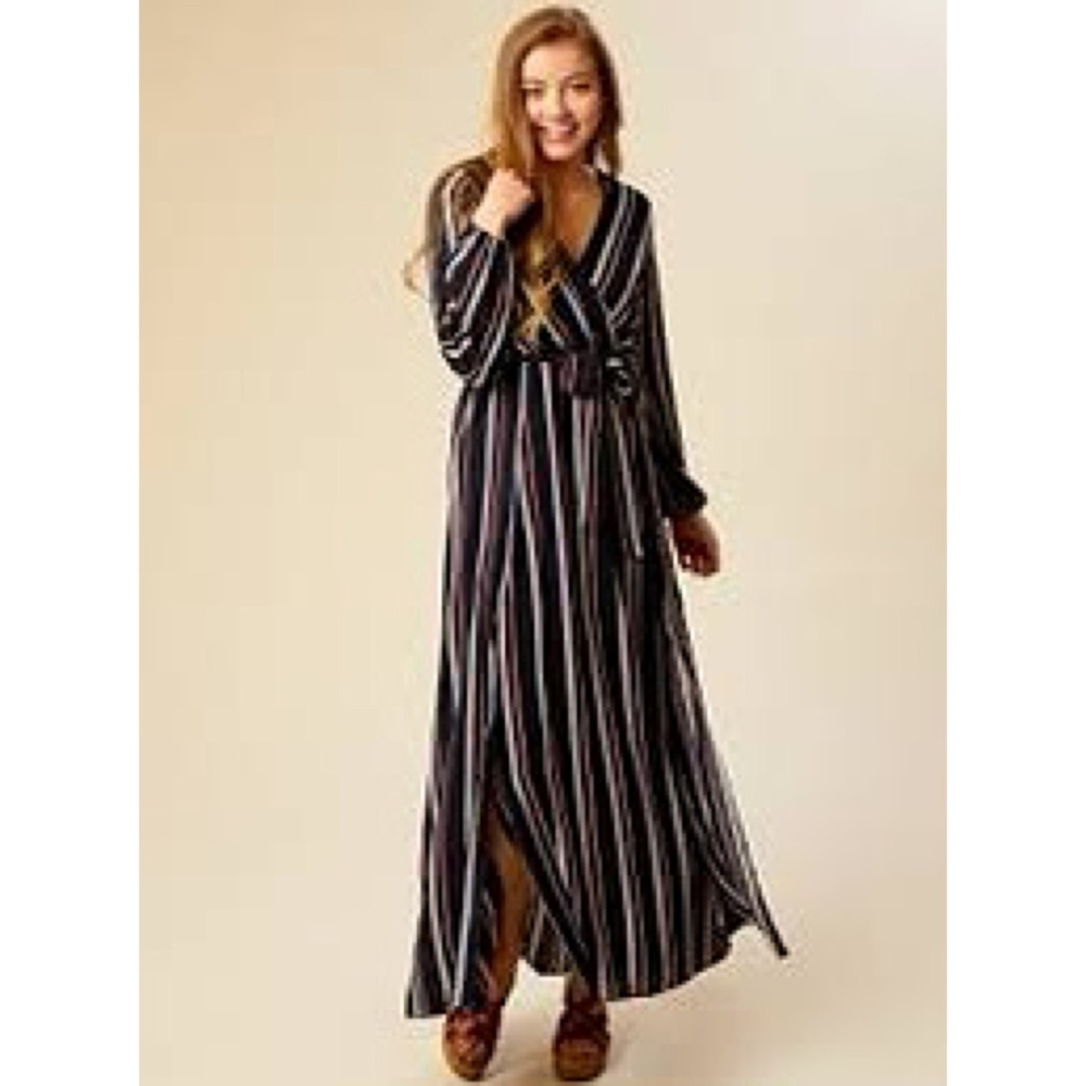 Altar’d State Navy Long Sleeve Maxi Dress